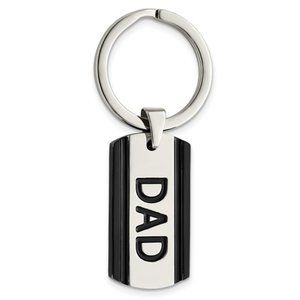 Stainless Steel Black IP-Plated Dad Key Ring Chain Fathers Day gift idea custom